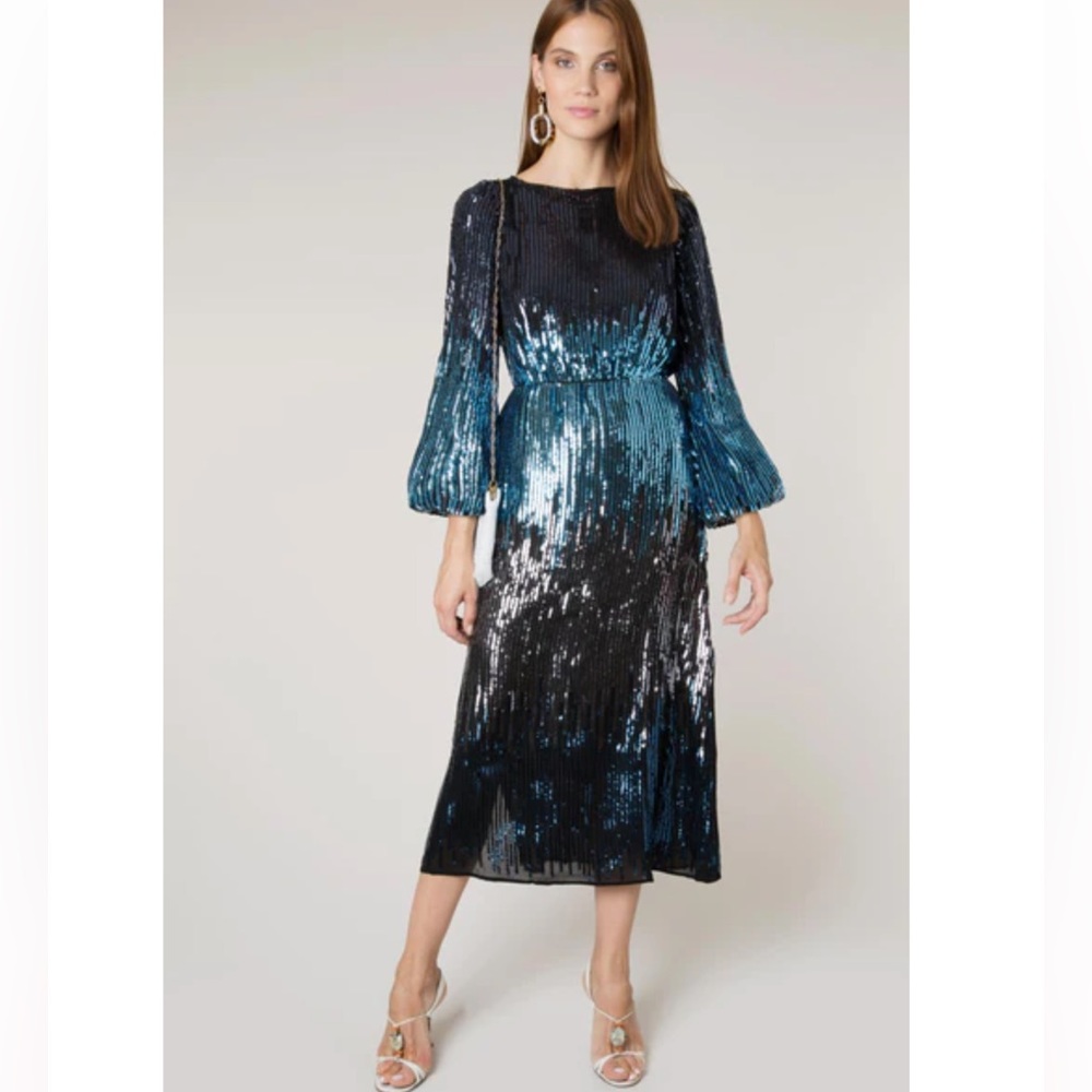 RIXO London ‘Coco’ - Blue Ombré Sequin Cocktail Dress